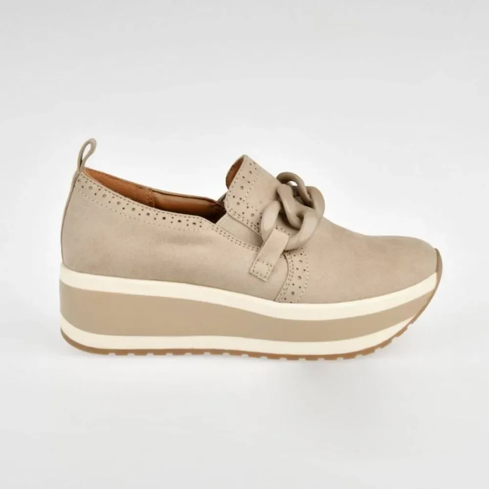 Mad Love Women's Taupe Platform Slip-On Sneakers